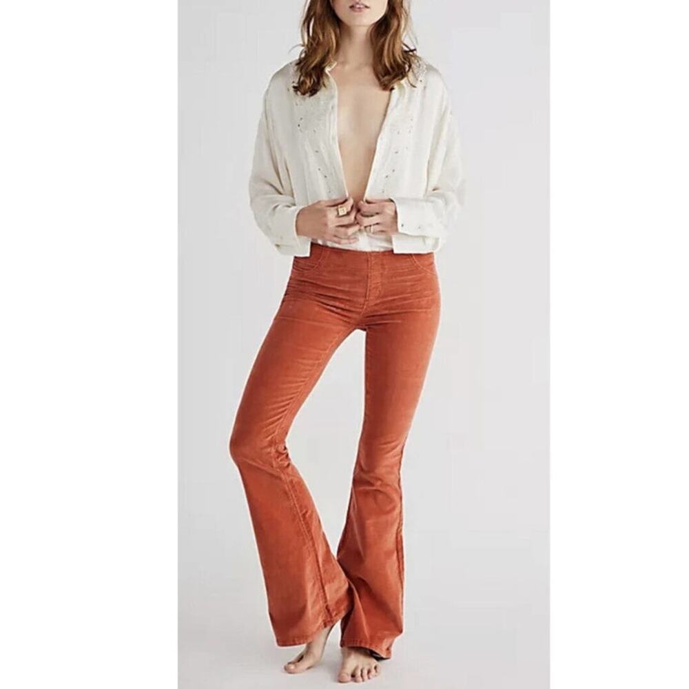 We The Free Penny Pull-On Cord Flare Jeans cedarwood size 25
